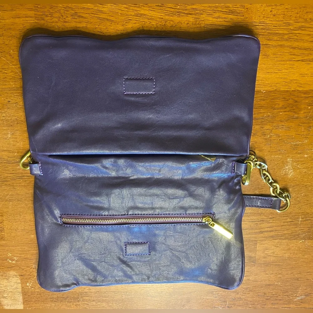 Tory Burch Plum Leather Shoulder/Clutch Bag